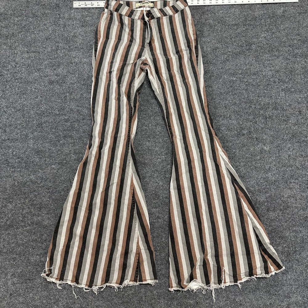 Rock & Roll Denim Bell Bottom Jeans Womens Size 27 Multi Color Striped High Rise
